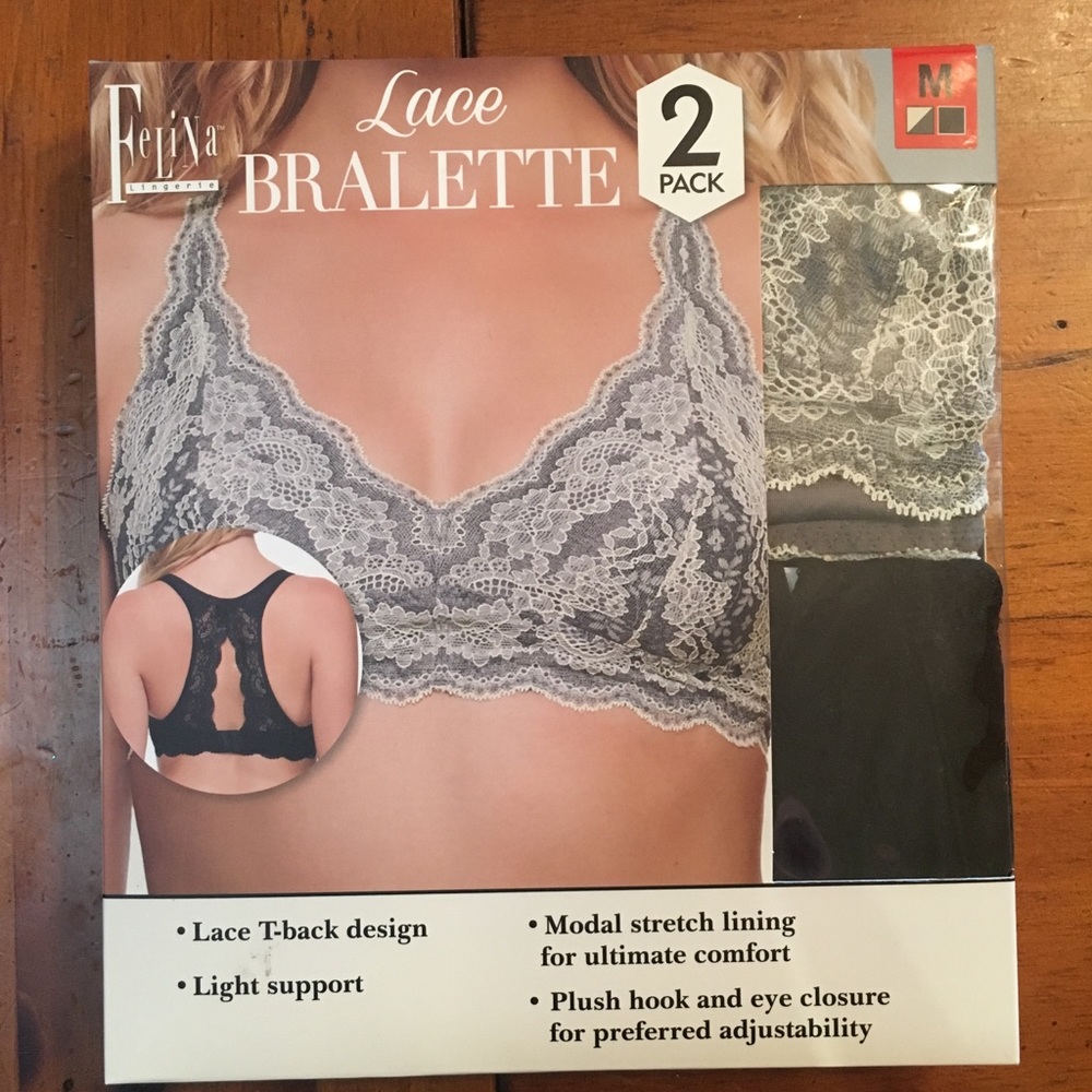 Felina Lingerie Lace Bralette - 2 Pack
